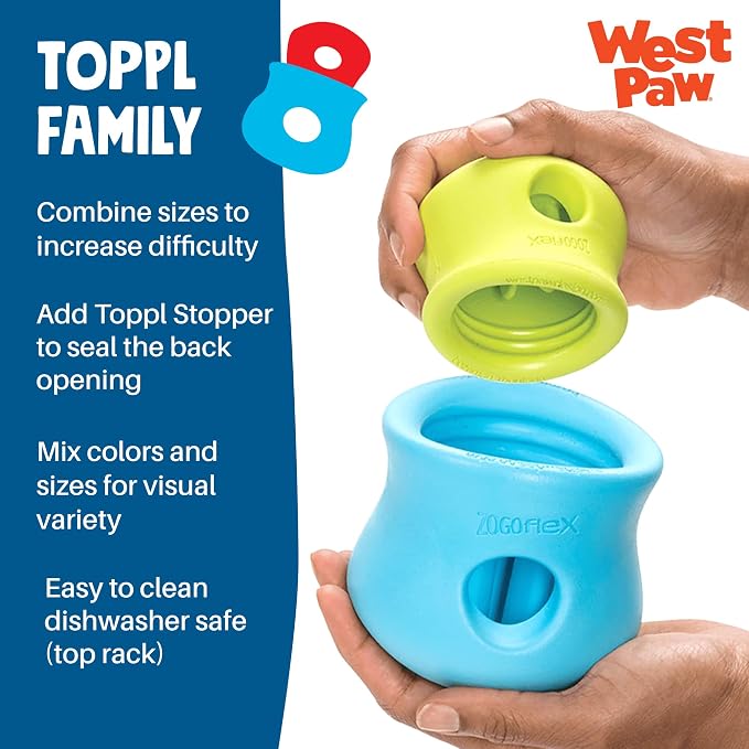 WEST PAW Zogoflex Toppl Interactive Treat Dispensing Puzzle Dog Toy for Mental Stimulation & Enrichment-Holds Kibble & Treats-Lickable, Freezable & Dishwasher Safe-Made in USA-Large-Cardinal Red