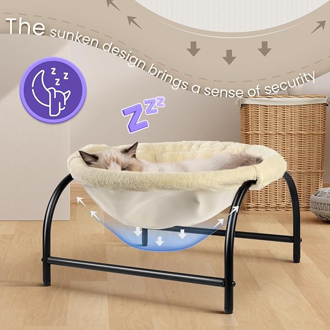 JUNSPOW Cat Bed Dog Perch Pet Hammock Bed Pet Sleeping Cat Supplies Pet Supplies Whole Wash Stable, Detachable, Breathable, Easy Assembly Indoors Outdoors, 16.9 in x 16.9 in x 9.5 in