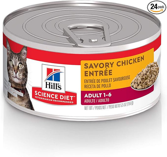 Hill's Science Diet Adult 1-6 Wet Cat Food, Chicken Minced, 5.5 oz. Cans, 24-Pack