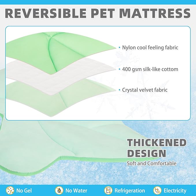 KOOLTAIL Cat Cooling Mat, Upgraded Two Sided Cooling Pad for Dogs Cats Puppy, Soft Summer Pet Sleeping Blanket Kennel to Keeping Cool, Washable Dog Mats for Crate Sofa Bed Outdoor Indoor, Ivy Green