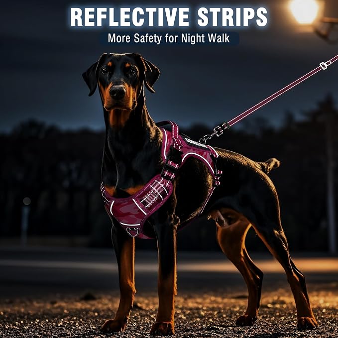Tactical Service Dog Vest and Leash Set,Heavy Duty No Pull Dog Harness and 10 Patches with Dog Seat Belt for Large Dogs,Reflective Pet Harness for Training Walking Hiking Camo Pink XL