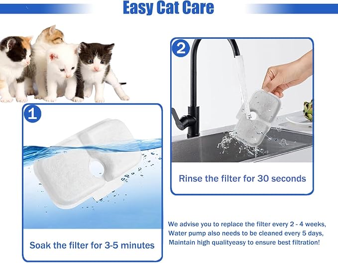 Cat Water Fountain Filter,petlibro filter replacement fit for Pet Fountain PLWF005/PLWF115/PLWF105,Pet Fountain Replacement Filters (White, 24P)