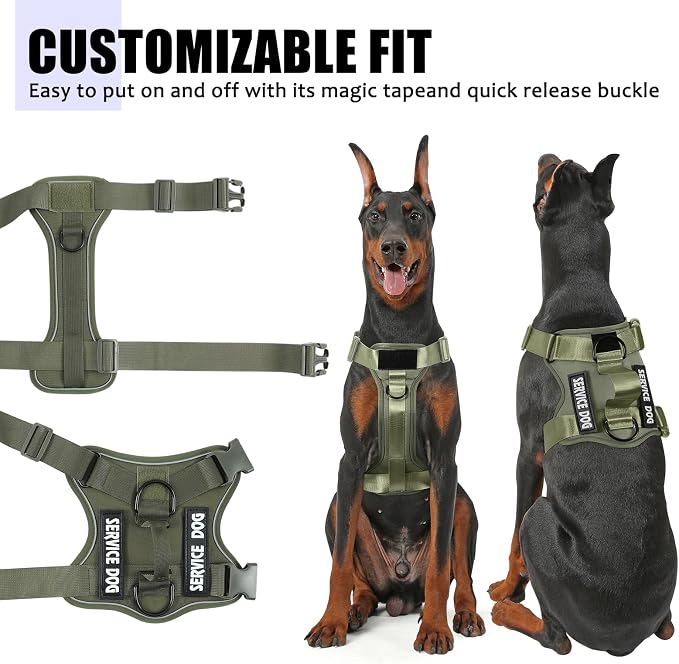 Service Dog Harness, Reflective Dog Vest Harness with 5 PCS Patches, Adjustable Soft Oxford Pet Harness, Inner Layer Mesh, Easy to Control for Small Medium Large Dogs