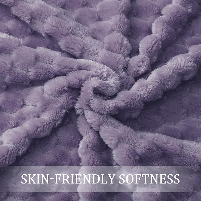 Exclusivo Mezcla Fleece Twin Blanket for Bed, Extra Large Fuzzy Grayish Purple Bed Blankets, Soft Cozy Plush Sofa Throws for All Seasons, 90x66 Inches