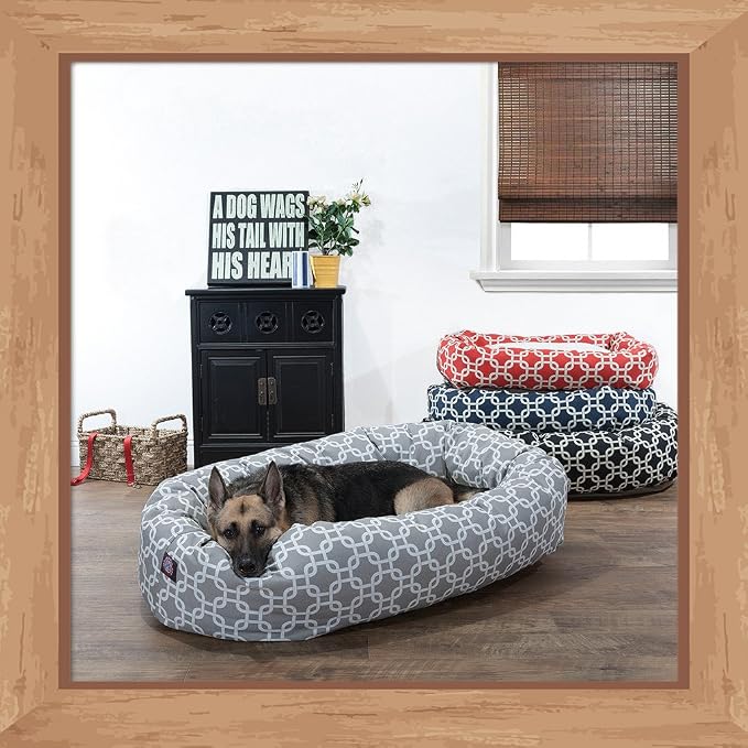 Majestic Pet 40 Inch Links Sherpa Calming Dog Bed Washable – Cozy Soft Round with Spine for Head Support - Fluffy Donut 40x29x9 (inch) – Round Pet Bed Large - CORAL