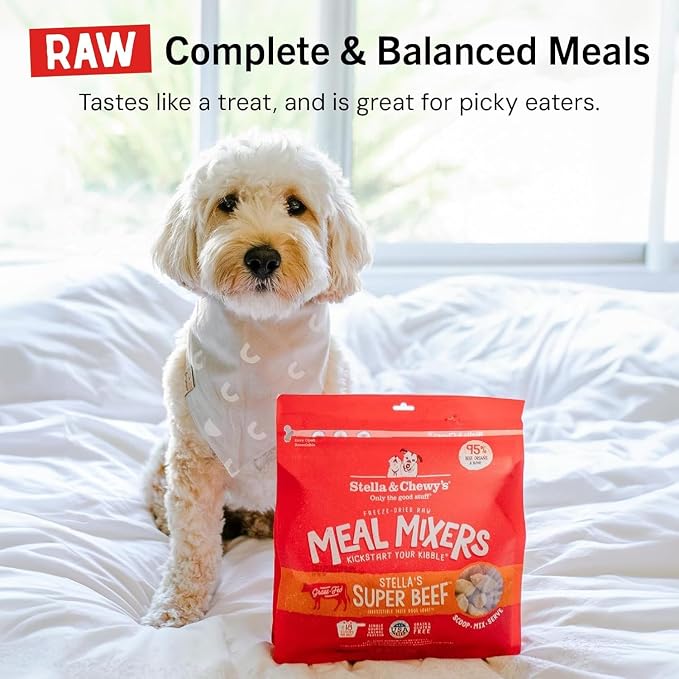 Stella & Chewy's Freeze-Dried Raw Beef Meal Mixers- Dog Food Topper and Mixer - Made with 95% Grass-Fed Beef,Organs & Bone - Perfect for Picky Eaters - Grain-Free - 35 oz,(Pack of 2)
