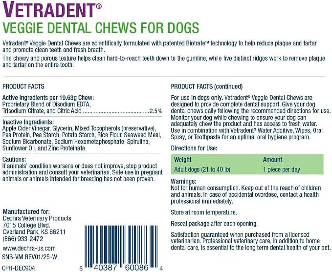 Vetradent® Veggie Dental Chews for Medium Dogs