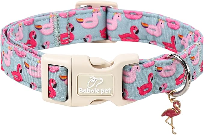 Summer Dog Collar Cute Flamingo Float Dog Collars for Puppy Small Dogs - Lightweight Adjustable Male Female Dogs Everyday Collar with Quick Release Buckle XS
