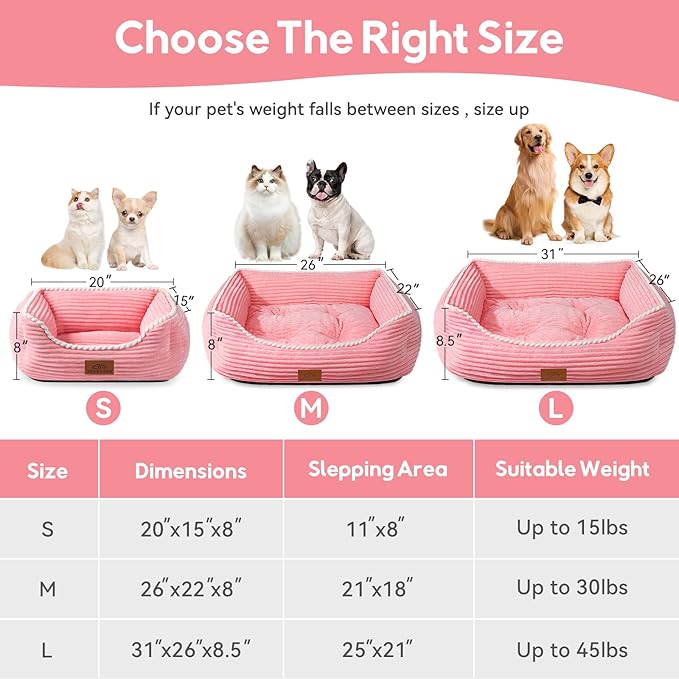 Zerbuger Orthopedic Dog Bed for Medium Dogs,Dog Sofa Beds Supportive Foam Pet Couch Bed with Removable Washable Mat and Nonskid Bottom (Medium, Pink)