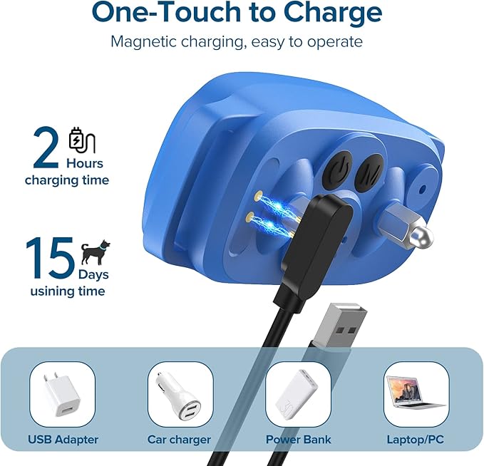 FAFAFROG Dog Bark Collar, Rechargeable Smart Collar, Anti Barking Training Collar with 5 Adjustable Sensitivity Beep Vibration, Bark Collar for Large Medium Small Dogs (Blue)