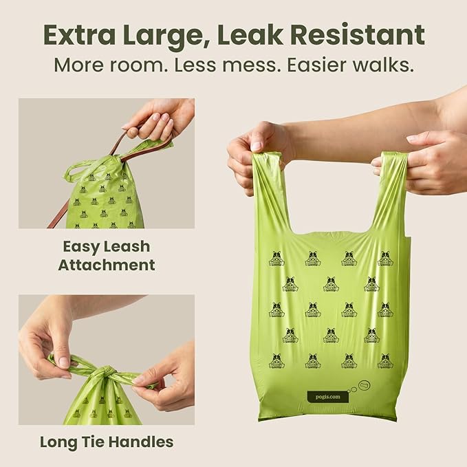 Pogi’s Dog Poop Bags with Handles – Extra-Thick, Leak-Proof, Large, Fresh Scent, 900-Count