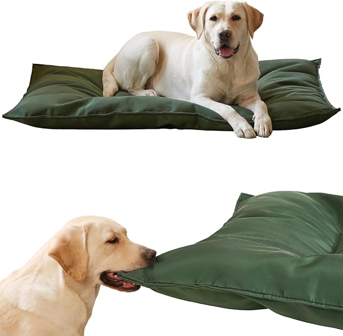 Chew Proof Indestructible Dog Bed - Durable Dog Bed for Aggressive Chewers, Machine Washable & Waterproof Indoor Outdoor Crate Pad, Tough Kennel Pad for Small Dogs (Small (18"x29"),Green)