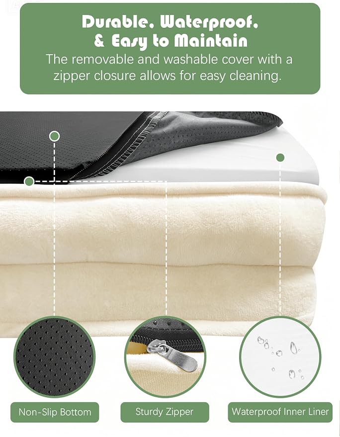 Spotted Play Orthopedic Dog Bed with Sides - Sofa Beds for Extra Large Dogs, Supportive Foam Pet Couch Bed with Washable Removable Cover, Waterproof Lining and Non-Slip Bottom, Ivory - XXL