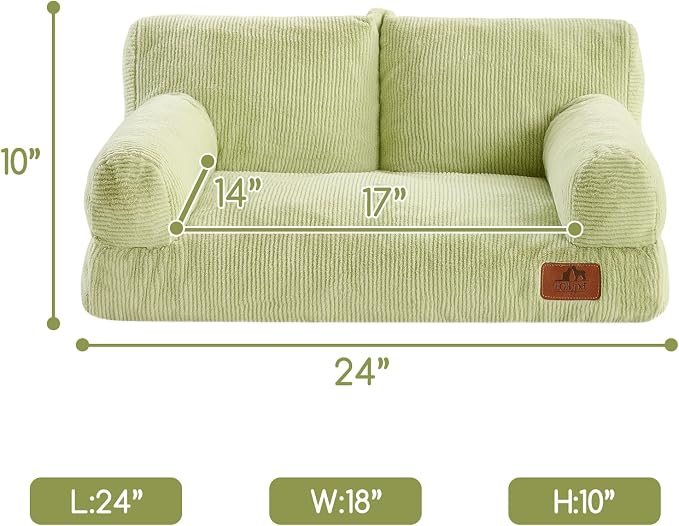 Hollypet Fluffy Dog Cat Bed Pet Couch Beds Plush Soft Warming Washable Puppy Bed for Small Medium Dogs and Large Cats, Cantaloupe Green, 24" L x 18" W x 10" Th