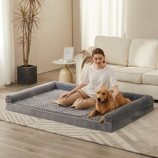 BFPETHOME Orthopedic Washable Dog Beds Large Sized Senior Dog for Comfy Sleeping with Removable Cover, Waterproof Big Soft Pet Couch Bed for Dogs Rerlax