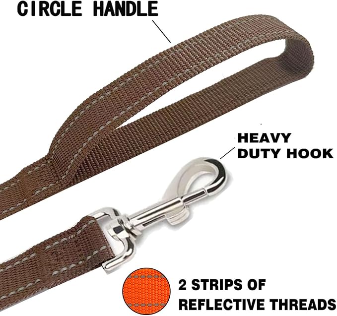 Reflective Dog Leash 7Ft /8 Feet Long, 1 Inch Wide, for Small and Medium Dogs