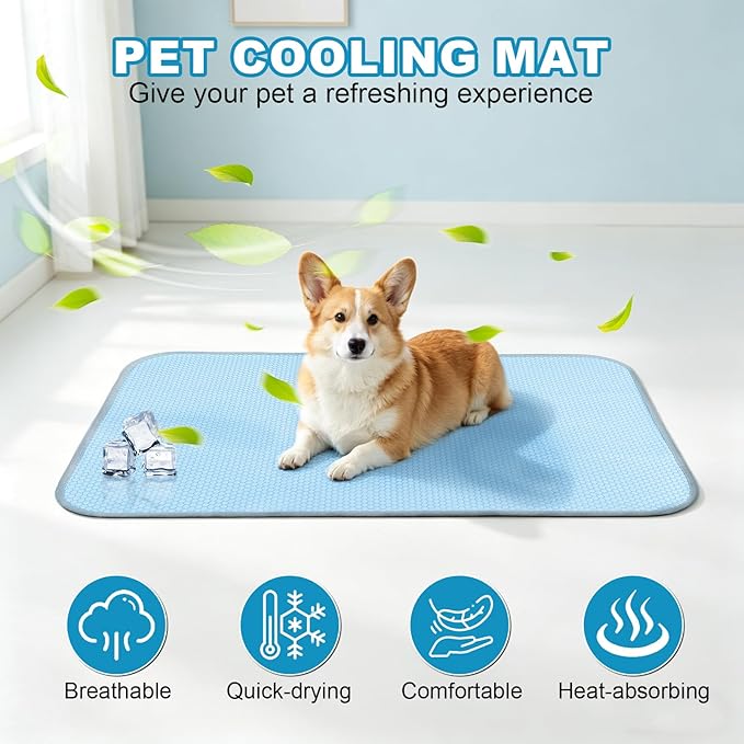 GOLOPET Dog Cooling Mat Ice Crystal Heat Dissipation,28x18in | Ice Crystal Structure,Cooling Fabric,Reinforced Design,Non-Slip Bottom