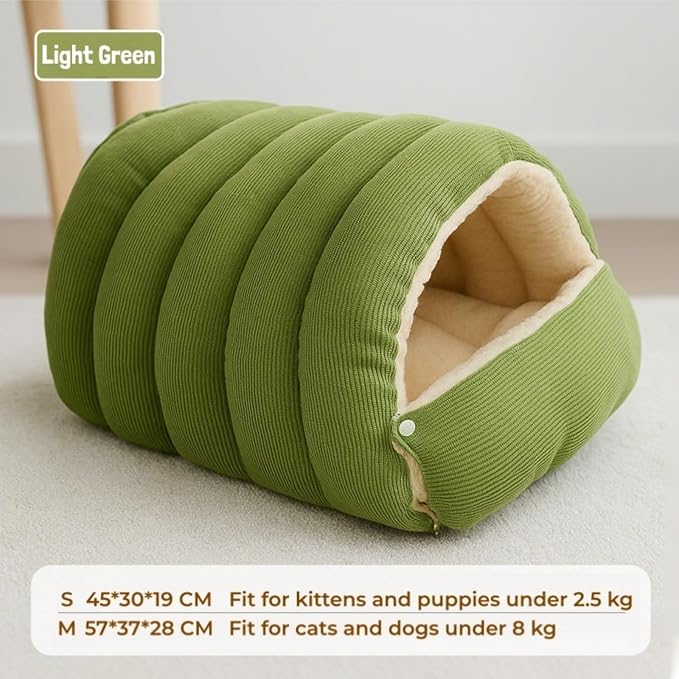Warmth Cozy Dog Cat Bed Comfort Plush Pet Cave 2026 New Winter Tent for Dog and Cat Fluffy Semi Enclosed Cute Pet Bed for Indoor Cats & Small Dogs Warm and Breathable (Green, S)