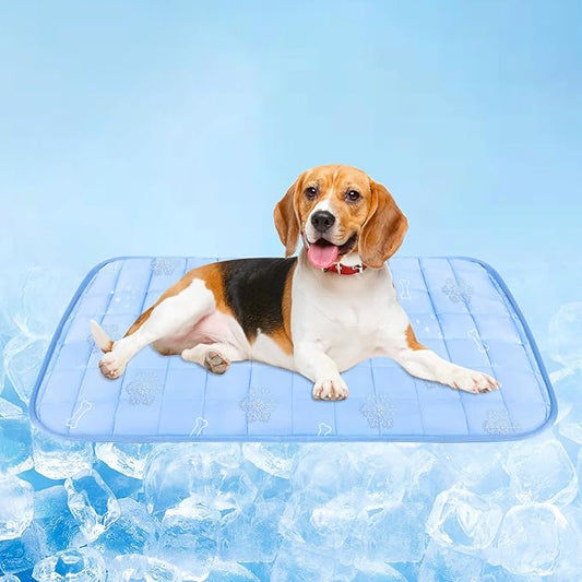 RIOGOO Dog Cooling Mat,Dog Blanket Washable,Cool Fabric & Internal Waterproof Cooling Pad (Blue, Large (36x24 inch))