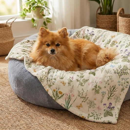 Horaldaily Pets Flannel Blanket, Spring Summer Plants Wild Flowers Soft Fuzzy Fluffy Plush Cozy Fleece Premium Blankets for Dog Cat Puppy Kitten Couch Protection, 16x23