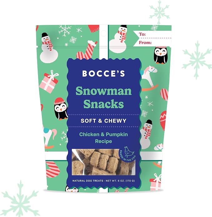 Bocce’s Bakery Holiday Soft & Chewy Bundle Dog Treats, All-Natural Wheat-Free Christmas Dog Treats, 6 oz (Pack of 3)