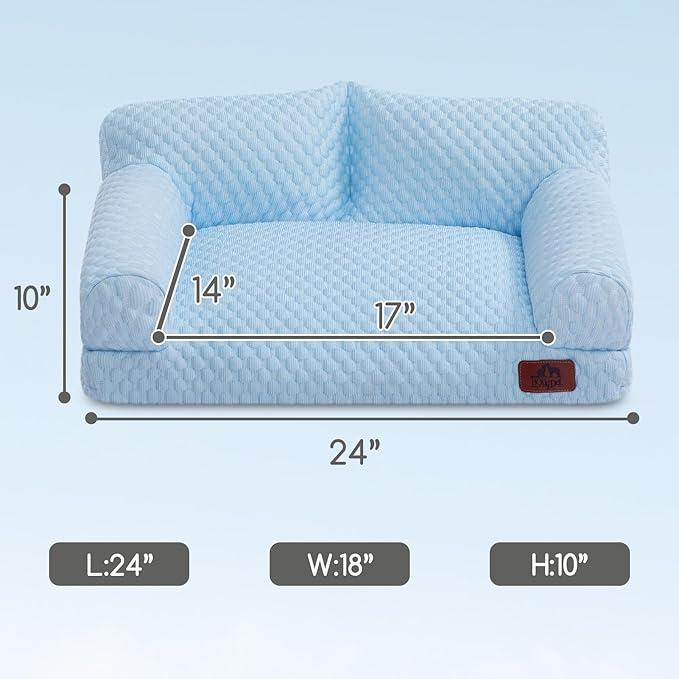 Hollypet Cooling Dog Cat Pet Couch Soft Calming Sofa Bed for Medium Small Cats and Dogs, Gray, 24"x 18"x10"