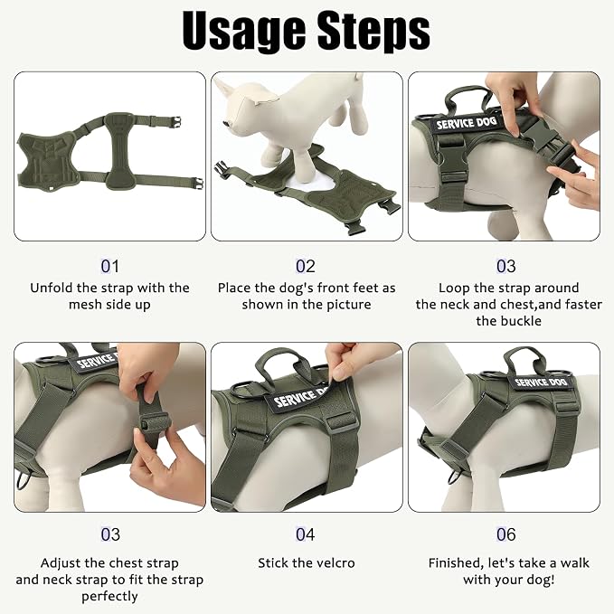 Service Dog Harness, Reflective Dog Vest Harness with 5 PCS Patches, Adjustable Soft Oxford Pet Harness, Inner Layer Mesh, Easy to Control for Small Medium Large Dogs