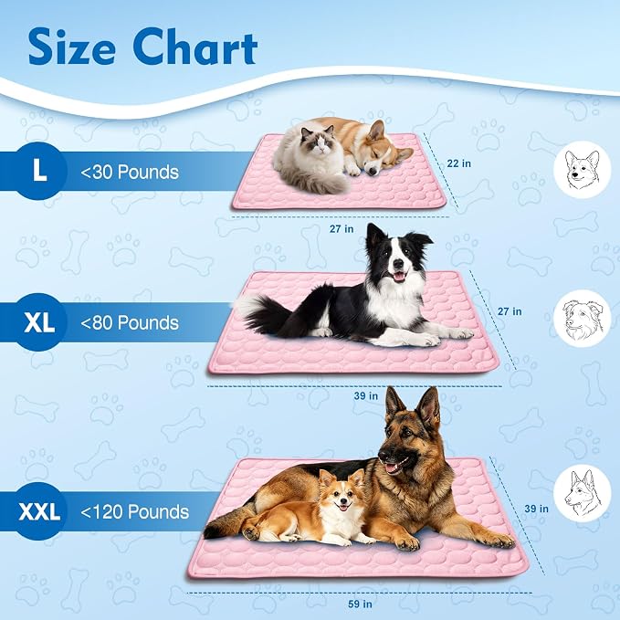 SOMOYA Dog Cooling Mat (Q-Max>0.4) Pet Cooling Pads Blanket Sleeping Kennel Mat,Ice Silk Cool Mat Pad Breathable Dog Bed Mats Beach for Large Dogs Cats (Pink, 27x22 in)