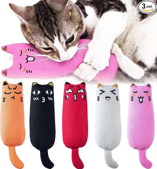 Legendog 5Pcs Bite Resistant Catnip Toy for Cats,Catnip Filled Cartoon Mice Cat Teething Chew Toy