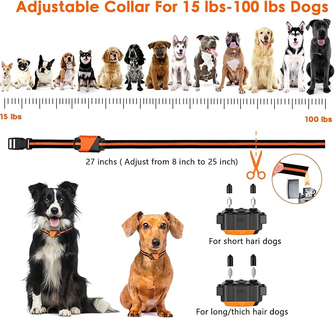 PIOUNS Shock Collar for Dogs, IP67 Waterproof Dog Training Collar with Remote, 3 Training Modes with Beep, Vibration, and Safe Static, Rechargeable for Large Medium
