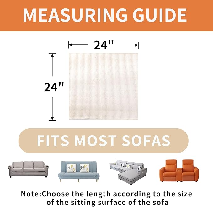 Waterproof Dog Bed Cover Non Slip Couch Covers for Dogs Washable Soft Faux Fur Sofa Cover Couch Covers for 3 Cushion Couch Sofa Pet Friendly (Off White, 24" x 24" 2 Pack)