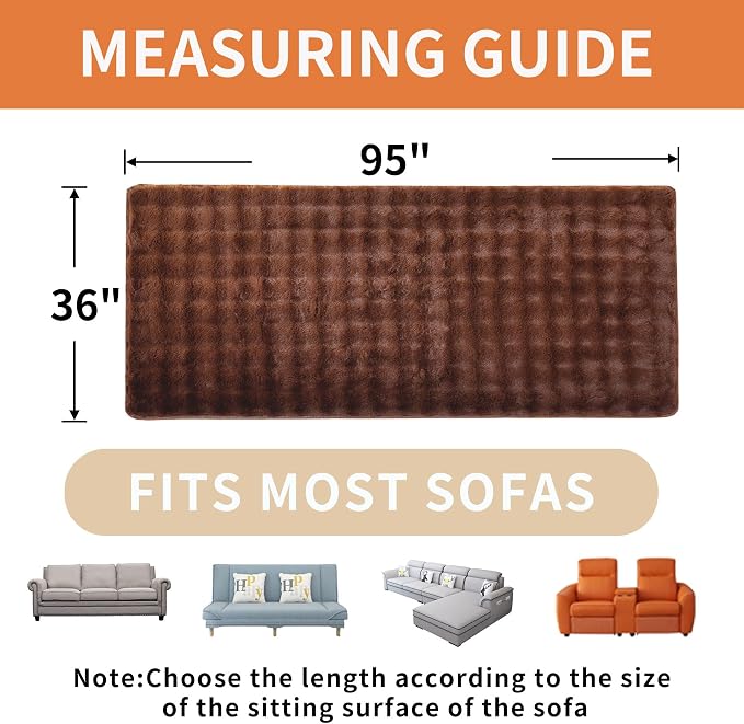 Waterproof Dog Bed Cover Non Slip Couch Covers for Dogs Washable Soft Faux Fur Sofa Cover Couch Covers for 3 Cushion Couch Sofa Pet Friendly (Brown)