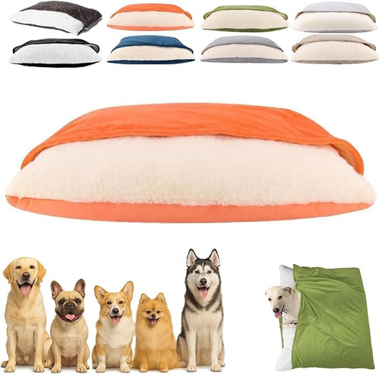 Snuggle Burrow Bed, SnuggleBurrow Removable Covered Burrow Dog Bed, Dachshund Bed Cave, Washable Indoor Pets Sleeping Bag for Small Medium Large Size Pet (Orange,Medium)