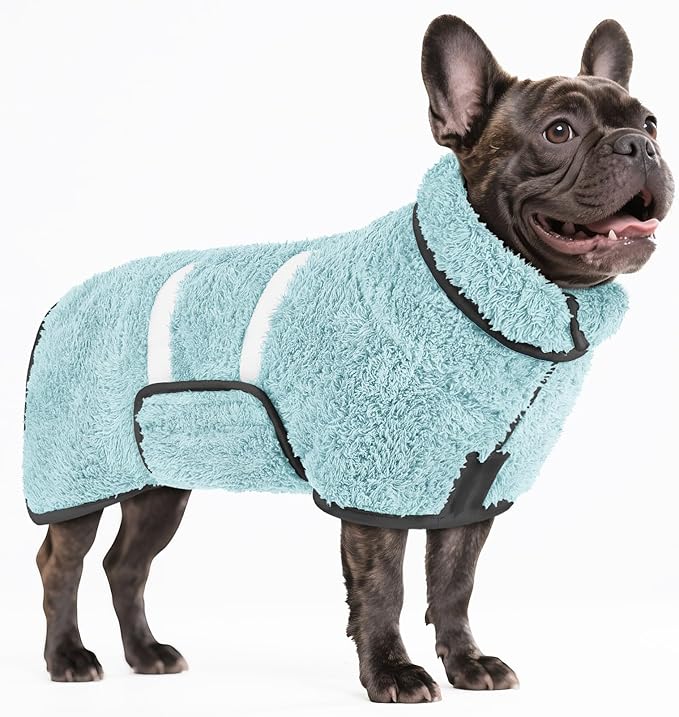 Bienbee Dog Bathrobe, Quick Drying Super Absorbent Pet Robes for Small Medium Large Dogs, Drying Coat for After Bath & Swim, Warm & Cozy Dogs Towels, Dog Puppy Bath Supplies, Light Green M