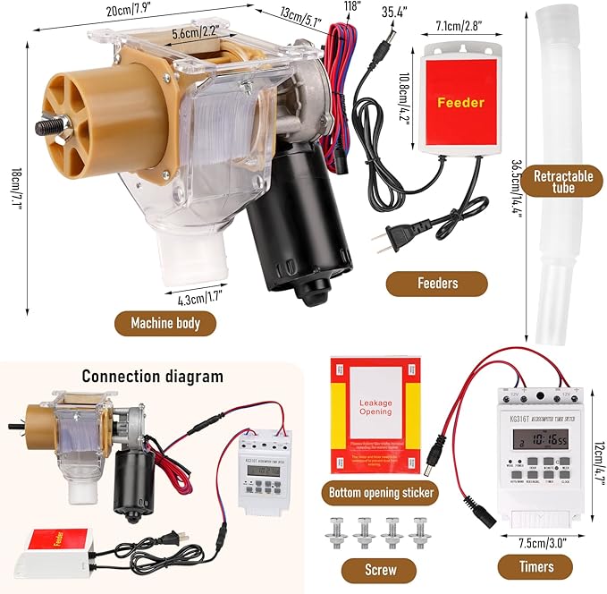 Automatic Chicken Feeder Timer and Duck Feeder, 16 Groups Timed Poultry Feeder Great for Chickens, Ducks, Geese, Pigeons, Fish, Dogs, Fish, Cats