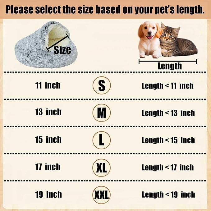 Cozy Cocoon Pet Bed for Dogs,Dog Bed with Hood,Small Dog Bed with Cover Cave,Cozy Cave Pet Beds for Small Medium Large (Coffee, Small)