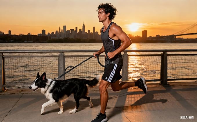 FOVRLZSE Reflective Bungee Dog Leash(Black) - 4FT to 5FT Adjustable Shock Absorbing Leash with Double Padded Handle & 360° No Tangle Metal Clasp for Small Medium Large Dogs