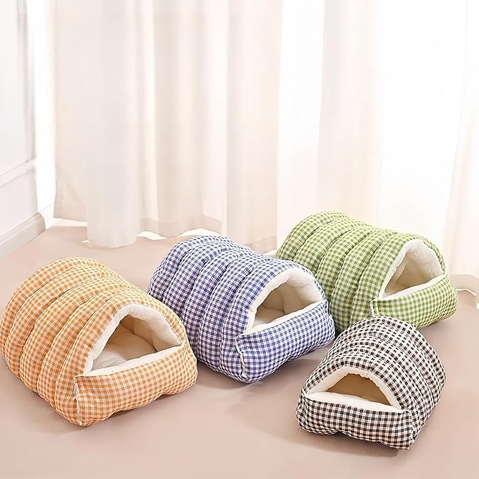 Peiiwdc Portable Enclosed Pet Bed Soft Hideaway with Cover Cave for Dog Cats Nest House Washable Stress Reducing Design Indoor Pet Bed