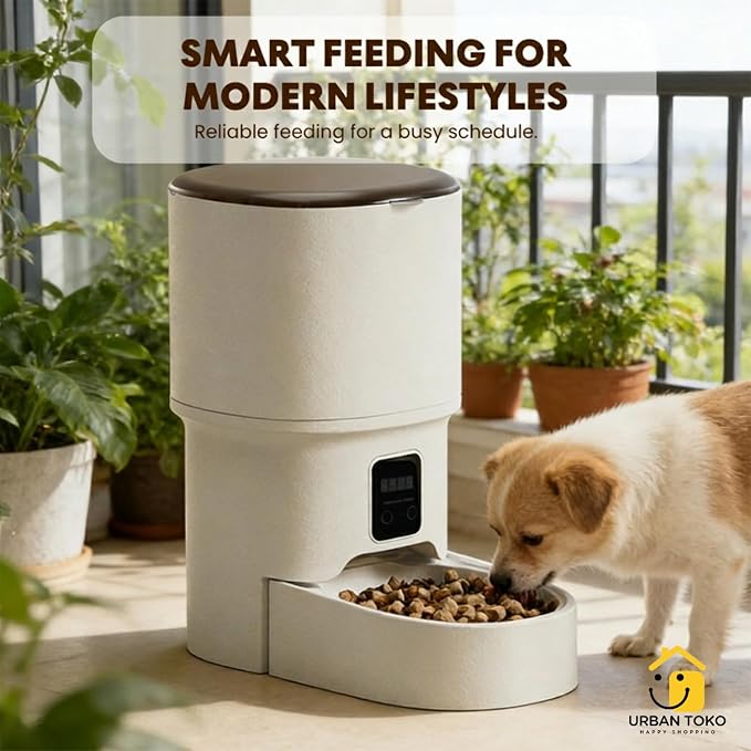 Automatic Pet Feeder for Cats & Dogs – Programmable Timed Food Dispenser with Portion Control, Battery Backup, and Secure Locking Lid for Healthy Pet Routines