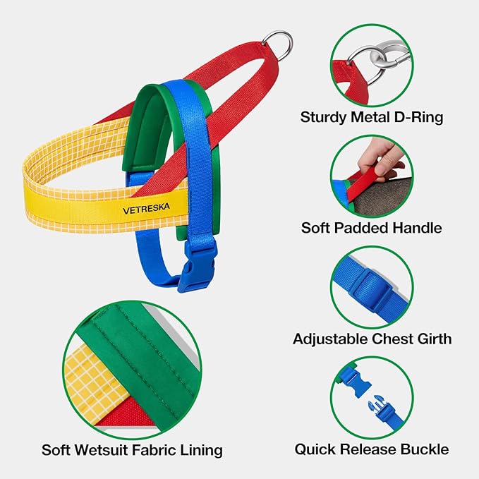 VETRESKA MoMA Dog Harness and Leash Set, Easy Walk Dog Harness for Small Medium Dogs, No Pull Puppy Harness for Walking and Training, Adjustable, Take Control & Anti-Twist Pet Lead Combo(Yellow, S)