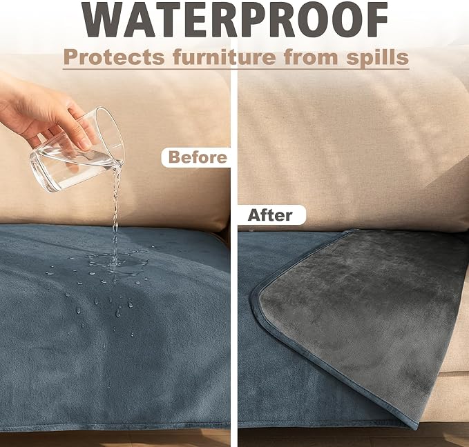 Ameritex Pet Bed Blanket Reversible 100% Waterproof Velvet Super Soft for Sofa and Bed