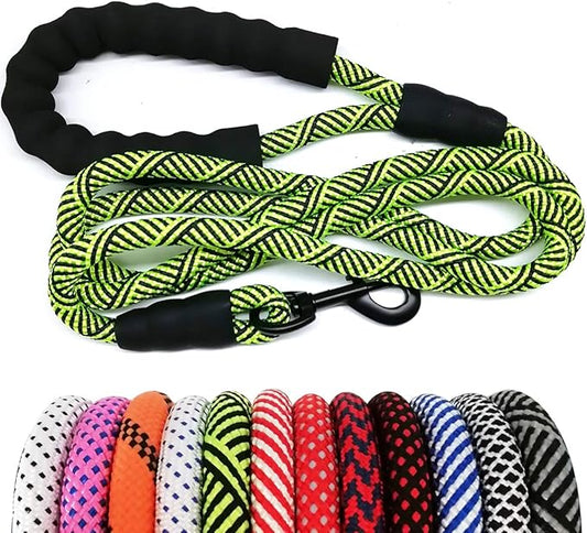 MayPaw Heavy Duty Rope Dog Leash, 3/4/5/6/7/8/10/12/15 FT Nylon Pet Leash, Soft Padded Handle Thick Lead Leashes for Large Medium Dogs (10' x 1/2")