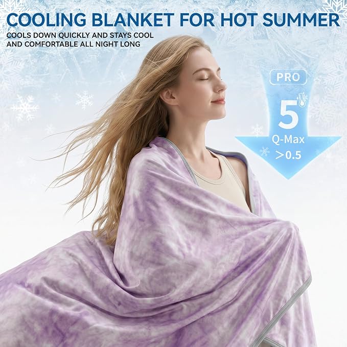 Guohaoi Cooling Throw Blanket for Hot Sleepers, Twin Size 90''×108'' Lightweight Breathable Summer Bed Blanket for Couch, Arc-Chill Q-Max >0.5 Cool Fiber, Lightweight Blanket Light Purple
