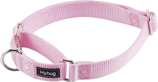 Hyhug Martingale Dog Collar Medium Pink |Escape - Proof Heavy Duty Nylon Durable No Slip, Ideal for Training & Daily Walks