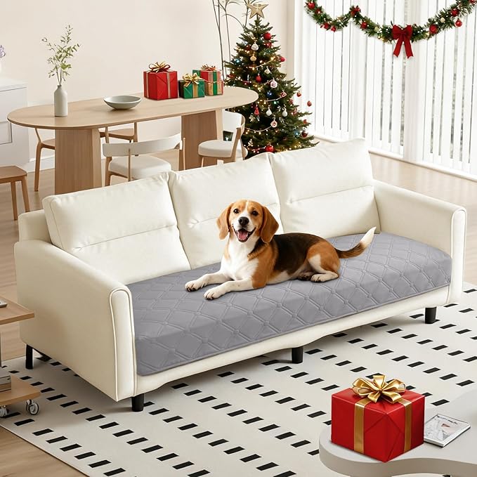 Waterproof Dog Bed Cover Pet Blanket, Soft Couch Cover for Dogs Washable, Non-Slip Dog Blanket Protect Furniture Couch Sofa Car for Puppy Large Dogs Cat (30x70 Inch, Light Grey)