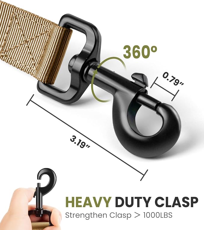 OutdoorMaster Bungee Dog Leash, Heavy Duty Dog Leash with Shock Absorption, 2 Padded Handles Training Leash, Improved Dog Safety and Comfort (Brown, 6 FT)