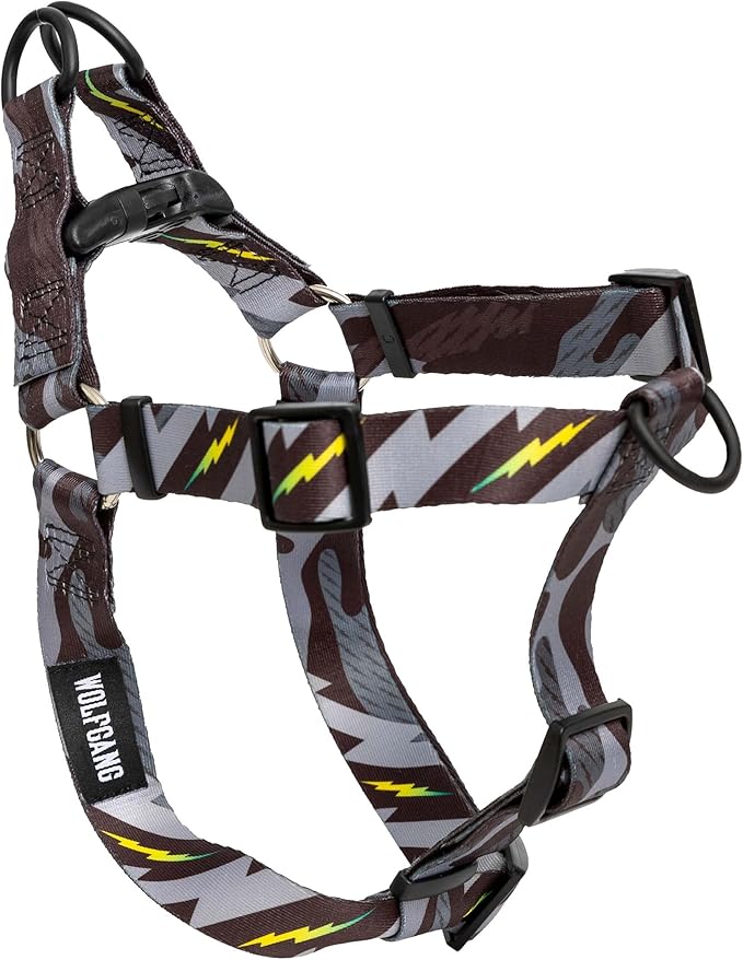 Wolfgang Heavy Duty Adjustable Dog Harness, Pull-Tested to Over 800 lbs for Walking & Training, DarkSkies Print, Small