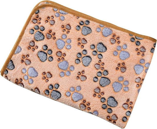 UTTPLL Blanket-Premium-Flannel-Medium-Printed Throw for Cats Dog Puppy Animals Super Soft Fluffy Fleece Pet Blankets Warm Sleep Mat Cute Paw Brown