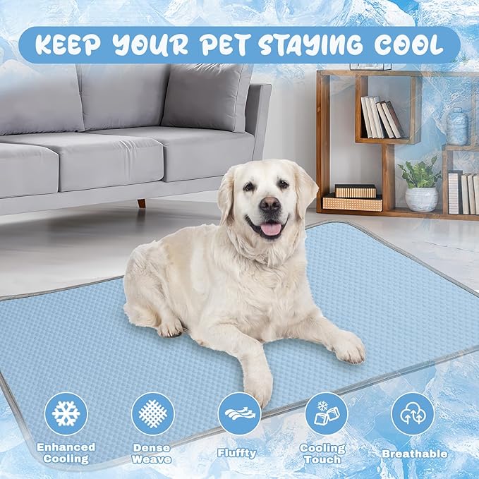 Buvlnee Summer Dog Cooling Mat Washable Ice Silk Self Cool Pad for Small Medium Large Dogs and Cats, Pet Sleeping Pad for Crate, Bed, Indoor & Outdoor Floor, Car Seats