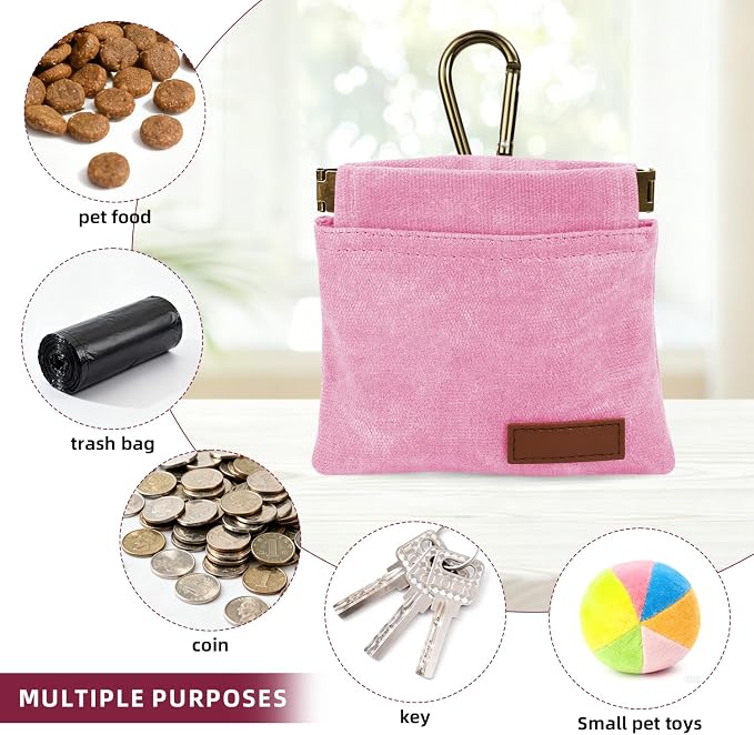 1 Pcs Pocket Pet Training Pouch,Dog Treat Pouch for Portable Pet Dog Walking Bag for Travel or Outdoor Use (Pink)